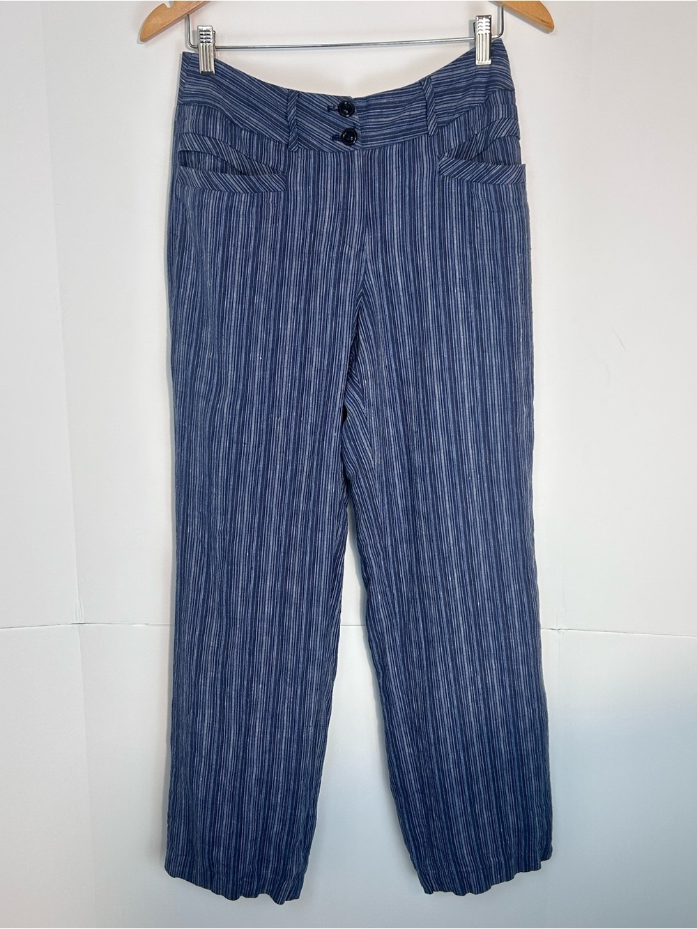 Conrad C Collection Blue Striped women’s Linen Pants Size 8